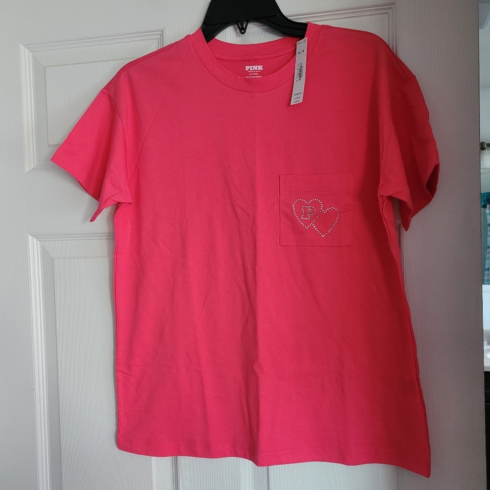 PINK Victoria's Secret Pink Short Sleeve Tee Cotton Zoom In Cute Design Med